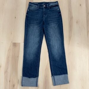 NWT J. Jill High Rise Straight Leg Women's 4 Tall Portland Wash Cuffed Jeans